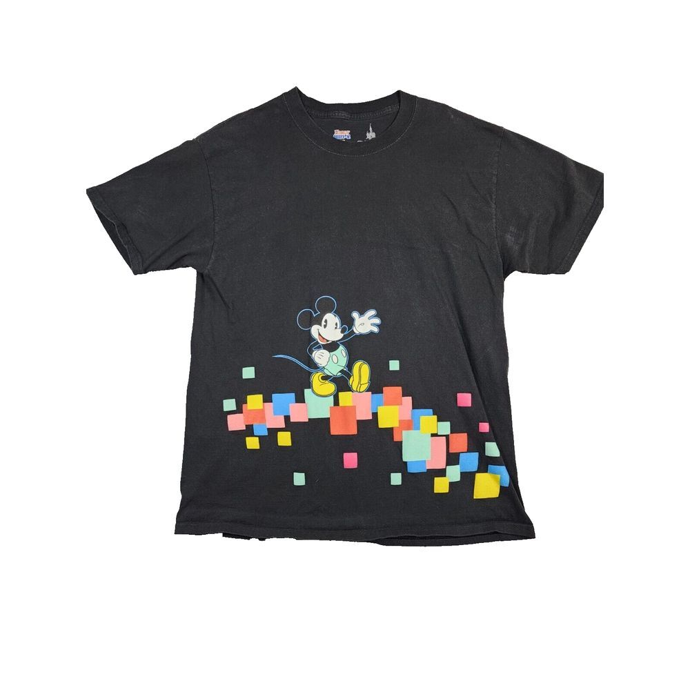 Disney Parks Hanes Beefy T Multicolor Retro Mickey Mouse Cartoon T-shirt‎ Size L